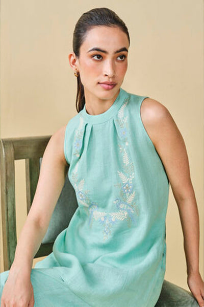 Anita Dongre Grassroot Birding Embroidered Hemp Coord Mint indian designer wear online shopping melange singapore