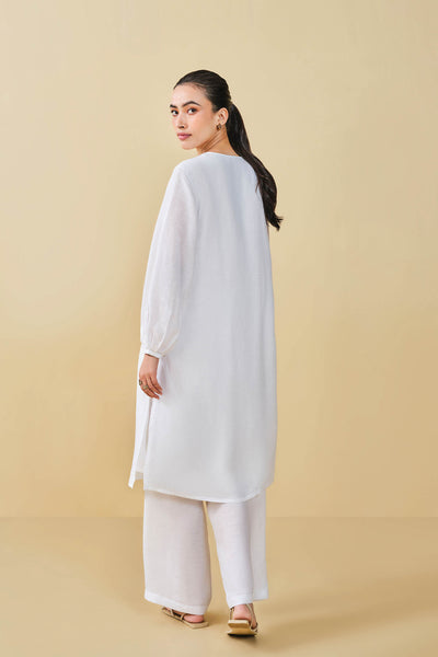 Anita Dongre Grassroot Cloud Sky Hand-embroidered Chikankari Linen Co-ord White indian designer wear online shopping melange singapore