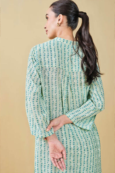 Anita Dongre Grassroot Grove Hand-block Printed Linen Co-ord Sage indian designer wear online shopping melange singapore