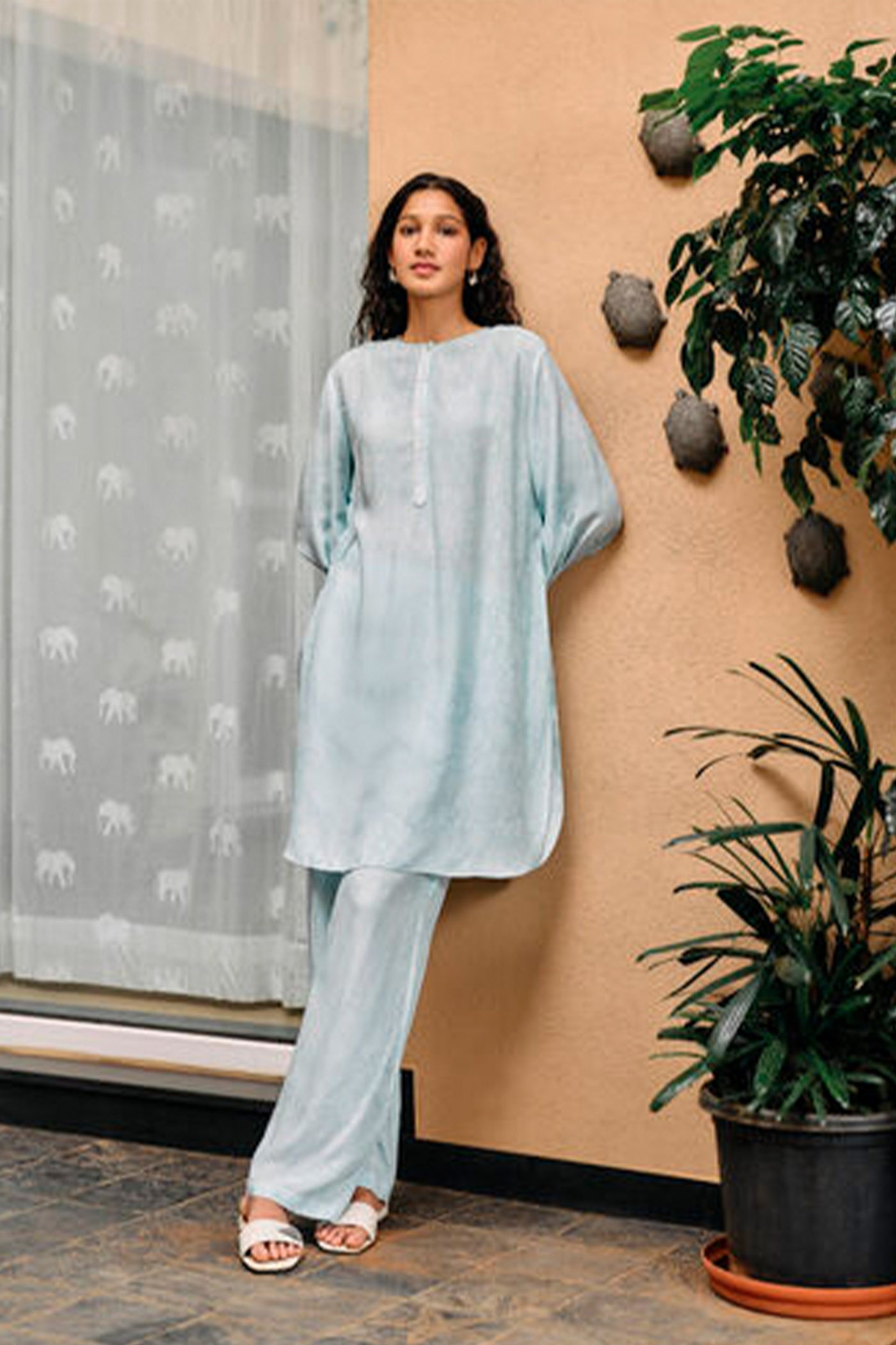 Anita Dongre Grassroot Tree Breeze Hand-block Printed Coord Blue indian designer wear online shopping melange singapore