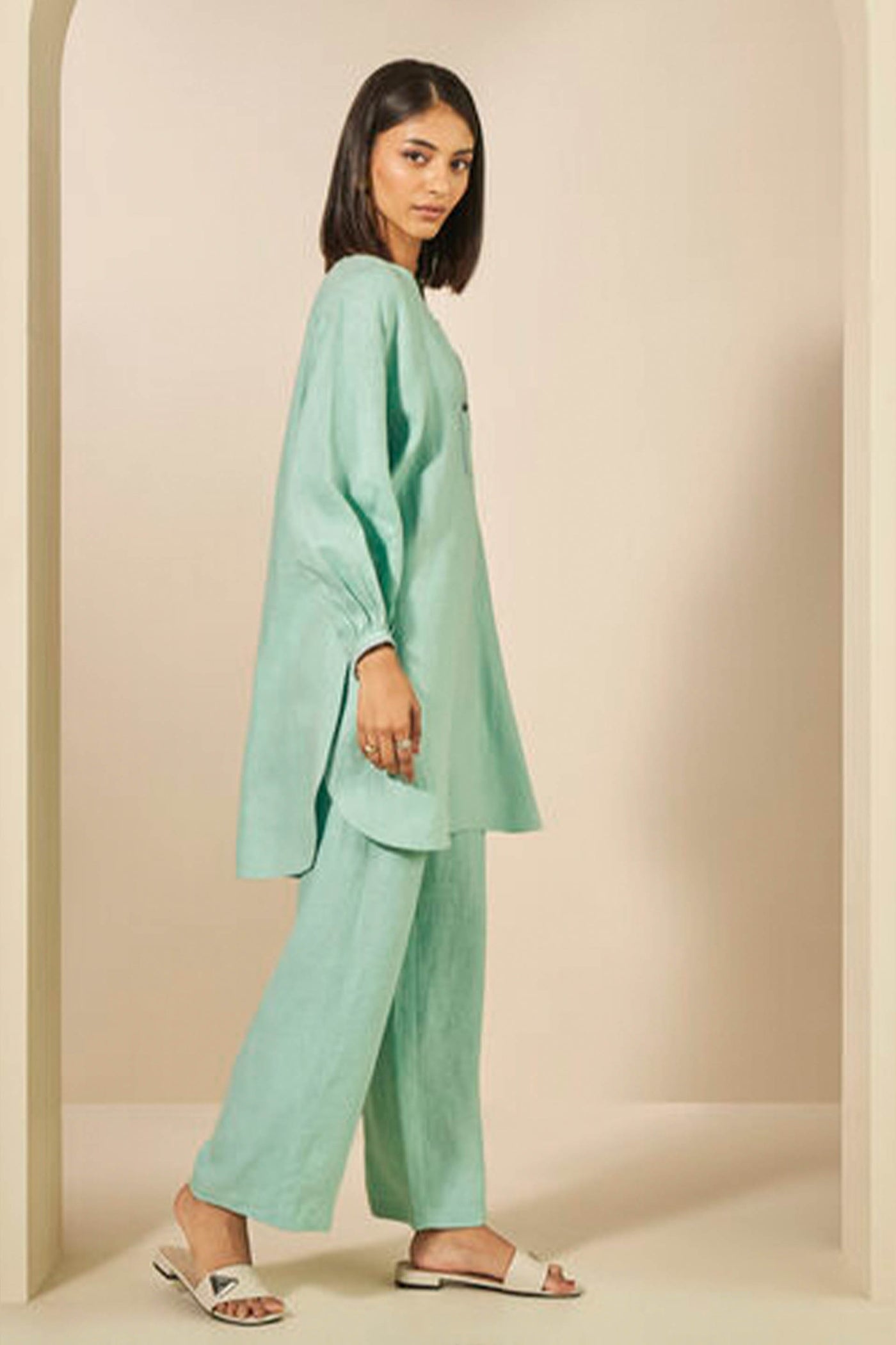 Anita Dongre Grassroot Whirl Hemp Coord Mint indian designer wear online shopping melange singapore