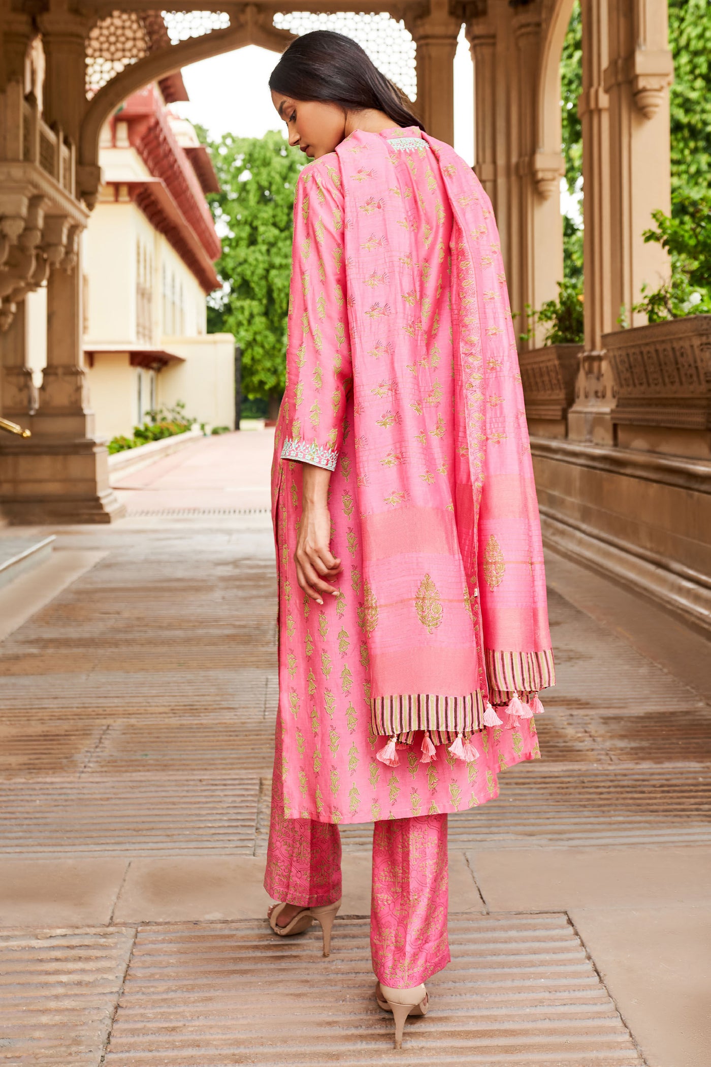 Anita Dongre Gulnaz Kurta Set Pink Indian designer wear online shopping melange singapore