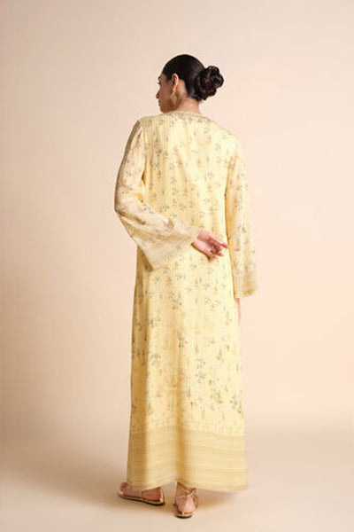 Anita Dongre Hana Printed Kaftan Yellow indian designer wear online shopping melange singapore