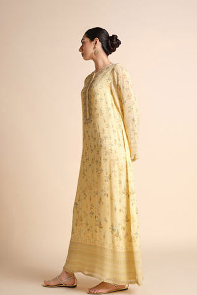 Anita Dongre Hana Printed Kaftan Yellow indian designer wear online shopping melange singapore