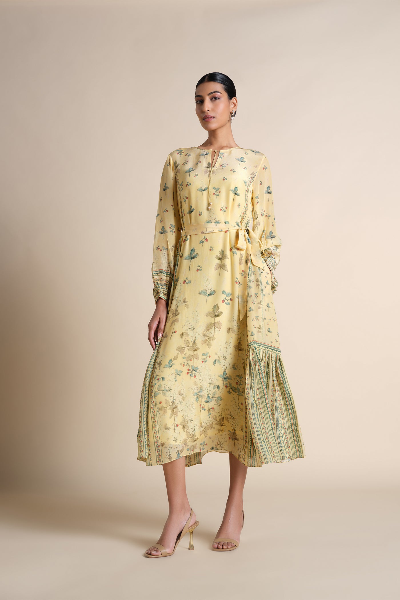 Anita Dongre Honeydew Printed Kaftan Yellow indian designer wear online shopping melange singapore
