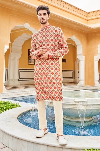 Anita Dongre menswear Hunar Kurta Beige indian designer wear online shopping melange singapore