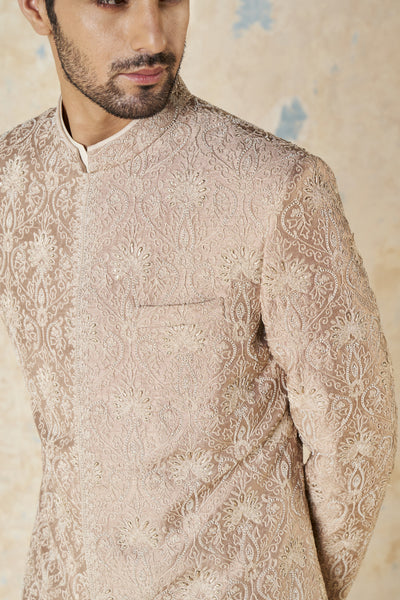 Anita Dongre Ikshaan Sherwani Salmon indian designer wear online shopping melange singapore