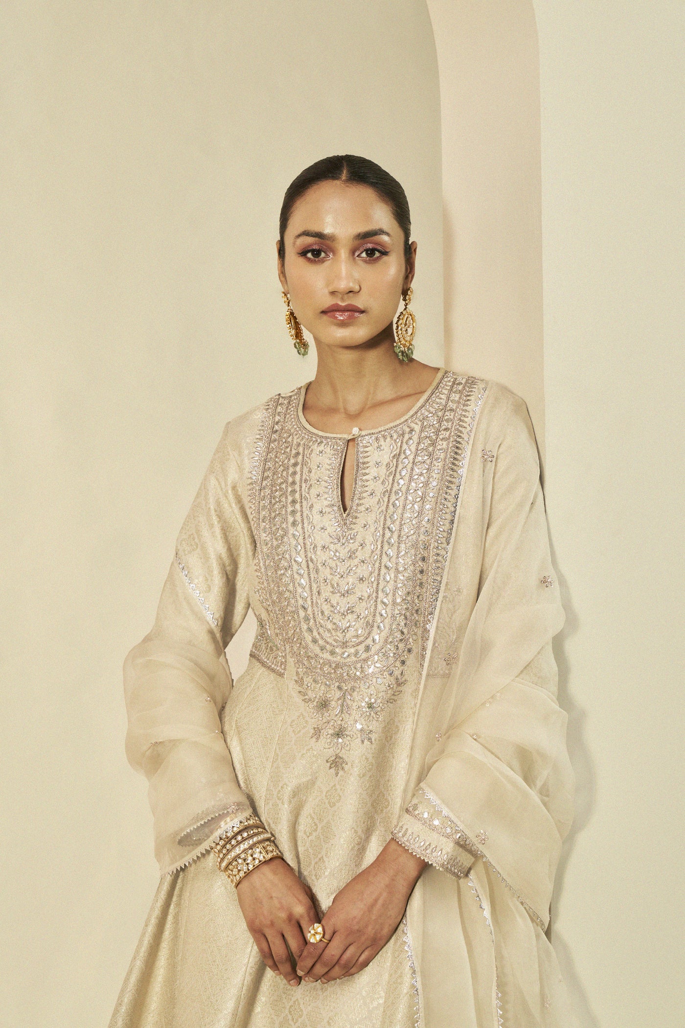 Anita Dongre Iravati Benarasi Silk Gota Patti Suit Set Gold indian designer wear online shopping melange singapore