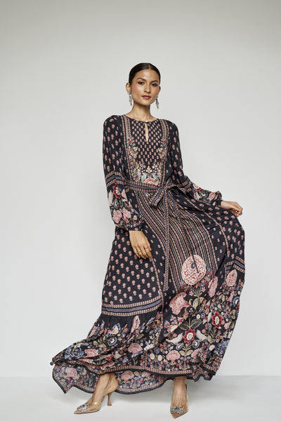 Anita Dongre Isbah Kaftan Black indian designer wear online shopping melange singapore