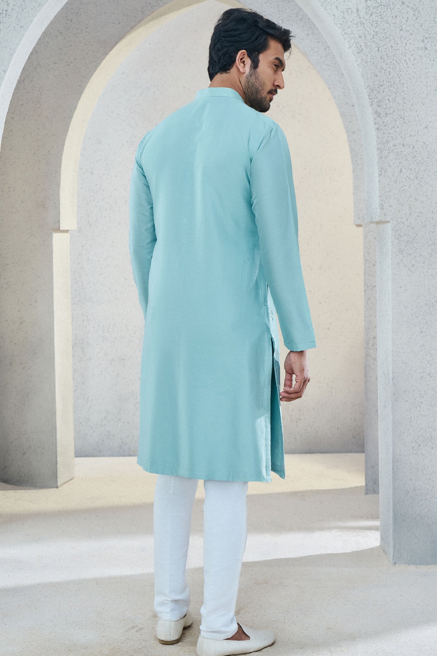 Anita Dongre Menswear Iyad Kurta Aqua Indian designer wear online shopping melange singapore