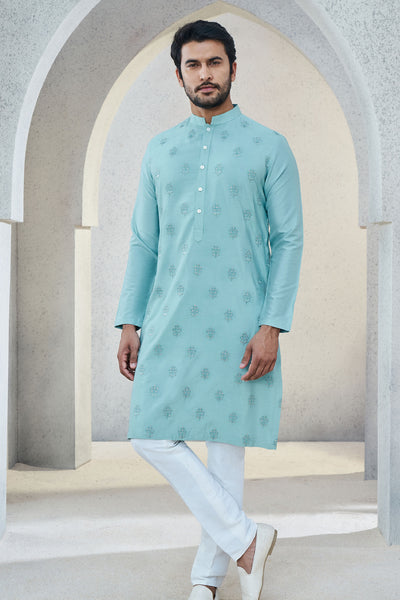 Anita Dongre Menswear Iyad Kurta Aqua Indian designer wear online shopping melange singapore