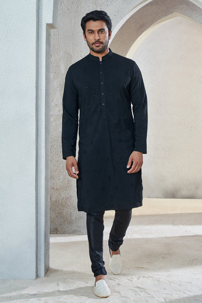 Anita Dongre Menswear Iyad Kurta Black Indian designer wear online shopping melange singapore