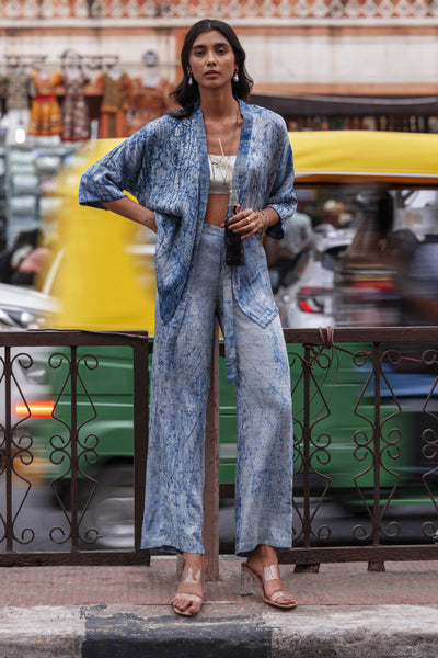 Anita Dongre Jaipur Blue Overlap Coord Set Indigo indian designer wear online shopping melange singapore