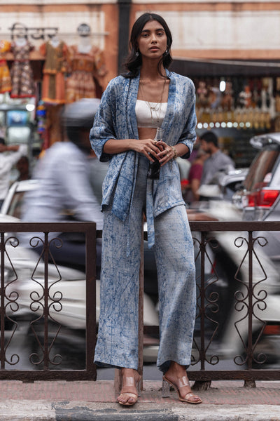 Anita Dongre Jaipur Blue Overlap Coord Set Indigo indian designer wear online shopping melange singapore