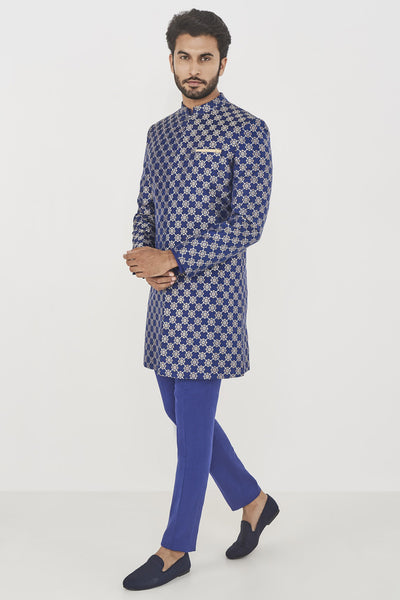 Anita Dongre menswear Jeet Sherwani Navy indian designer wear online shopping melange singapore