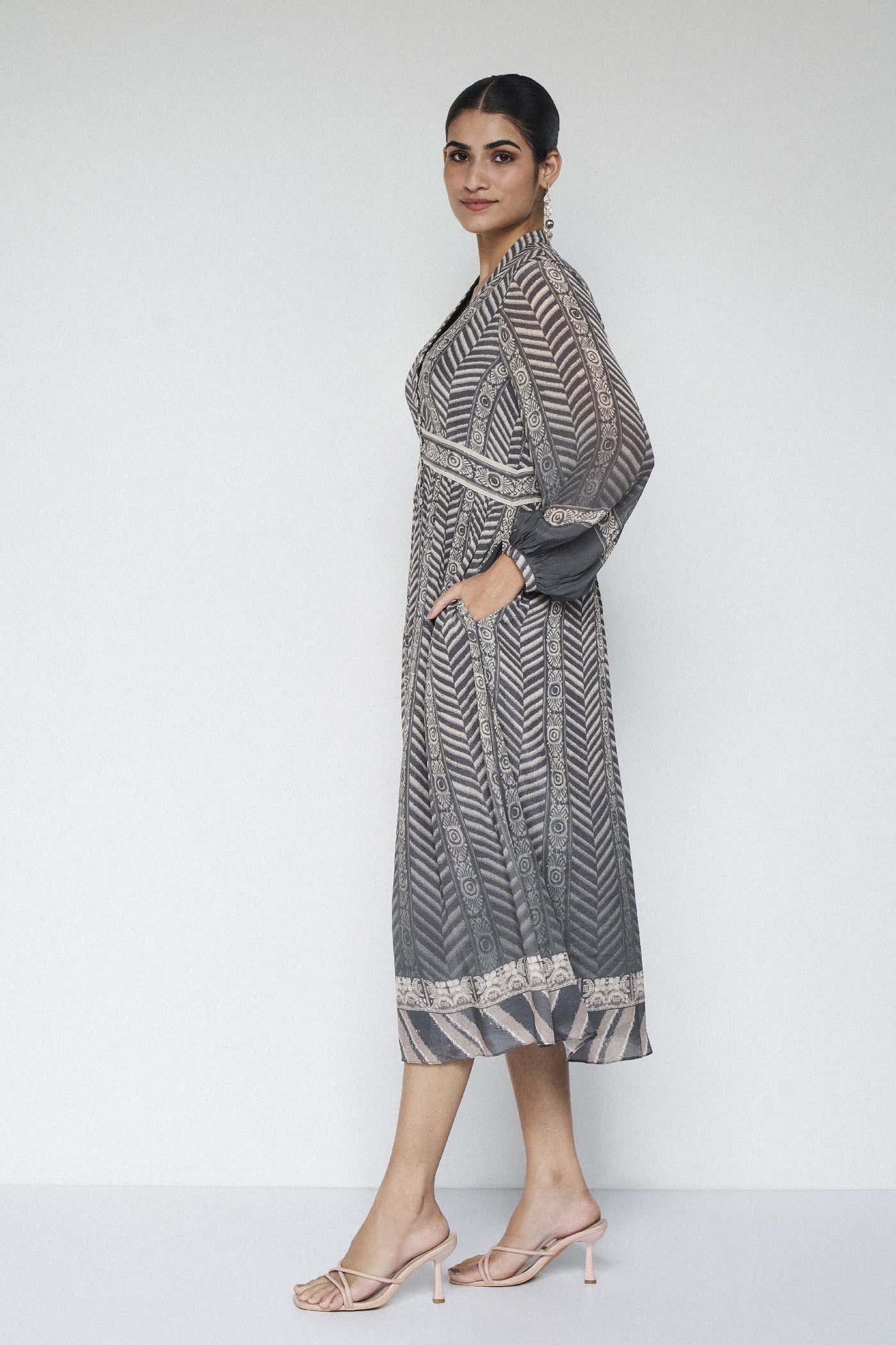 Anita Dongre Johanna Dress Grey indian designer wear online shopping melange singapore