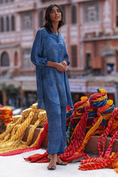 Anita Dongre Johri Tunic Coord Set Indigo indian designer wear online shopping melange singapore
