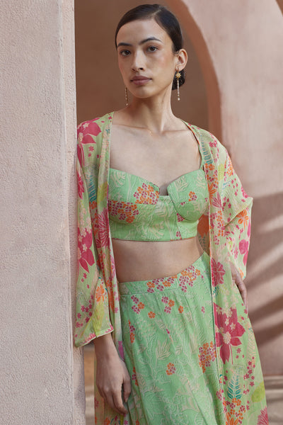Anita Dongre Juliette Crop Top Pant Set Lime indian designer wear online shopping melange singapore