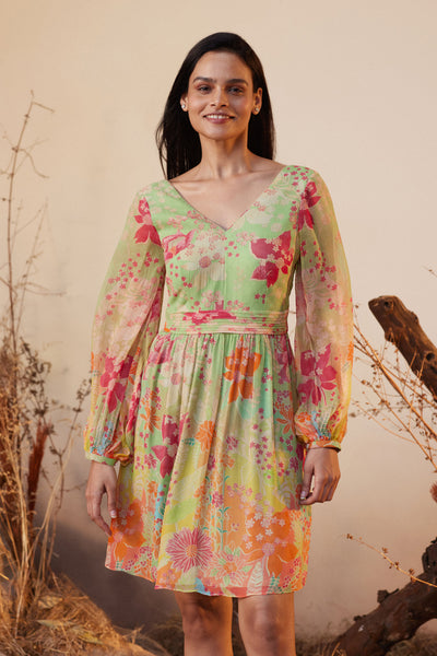 Anita Dongre Juliette Dress Lime indian designer wear online shopping melange singapore