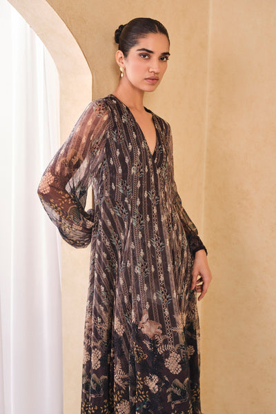 Anita Dongre Jumaana Printed Bemberg Dress Black indian designer wear online shopping melange singapore