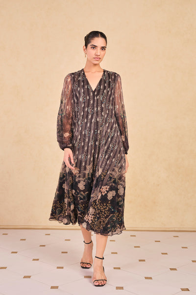 Anita Dongre Jumaana Printed Bemberg Dress Black indian designer wear online shopping melange singapore