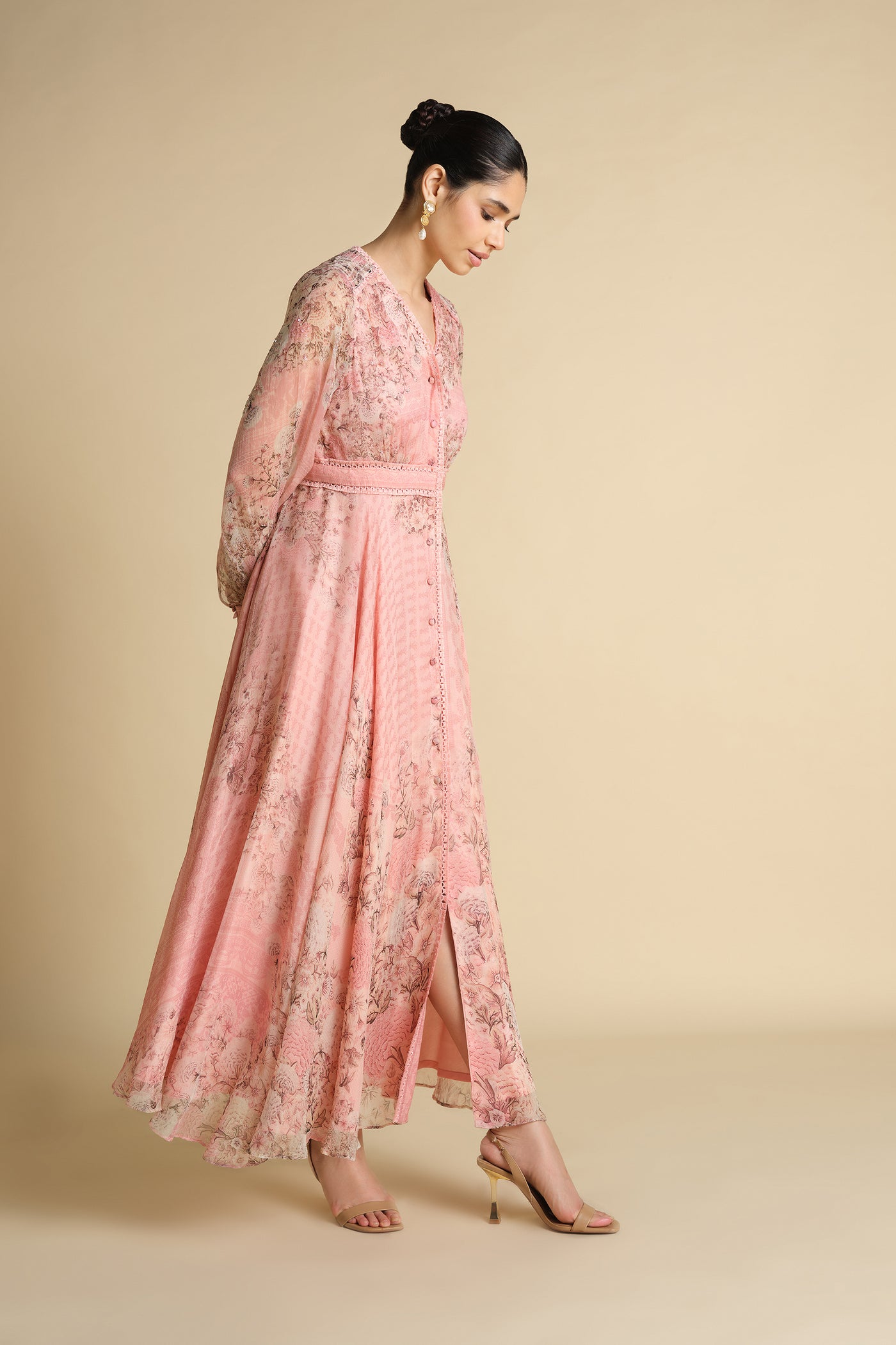 Anita Dongre Juri Printed Kaftan Blush indian designer wear online shopping melange singapore