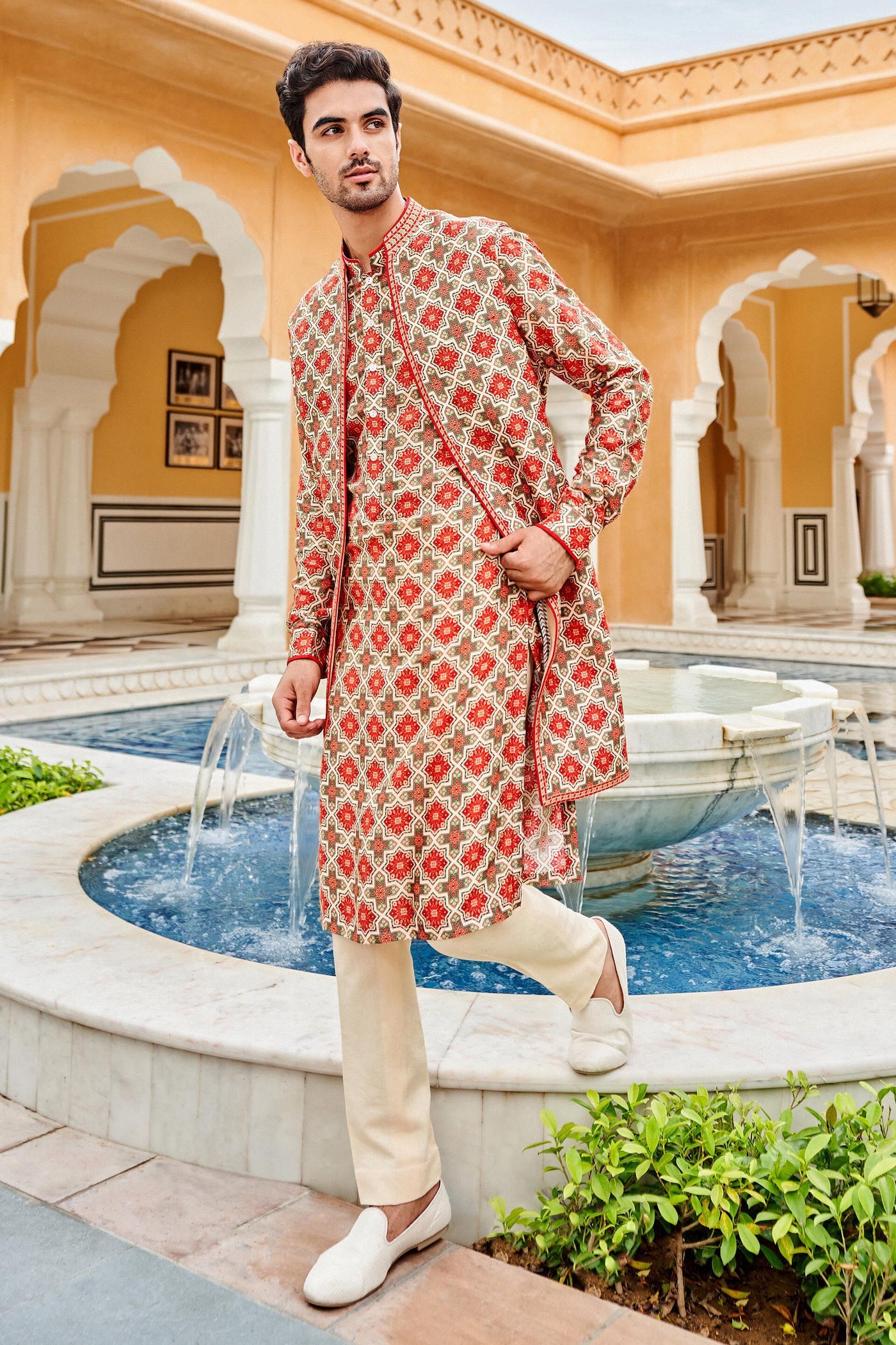 Anita Dongre menswear Kairav Nehru Jacket Beige indian designer wear online shopping melange singapore