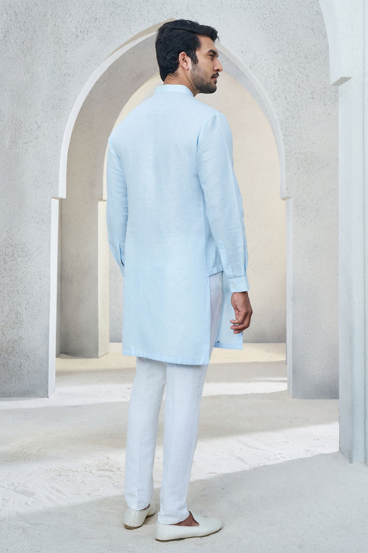 Anita Dongre Menswear Keshav Kurta Powder Blue Indian designer wear online shopping melange singapore