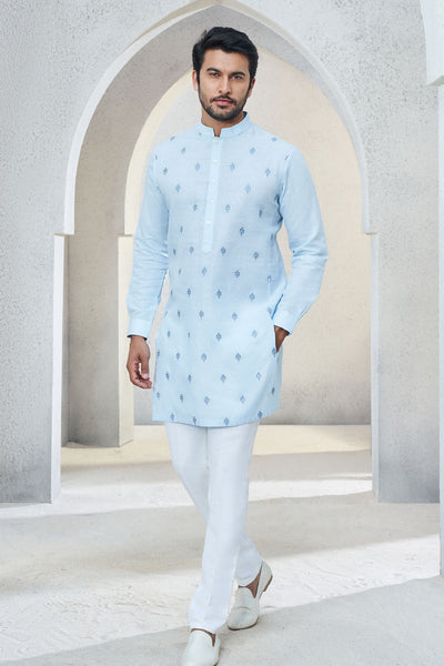 Anita Dongre Menswear Keshav Kurta Powder Blue Indian designer wear online shopping melange singapore