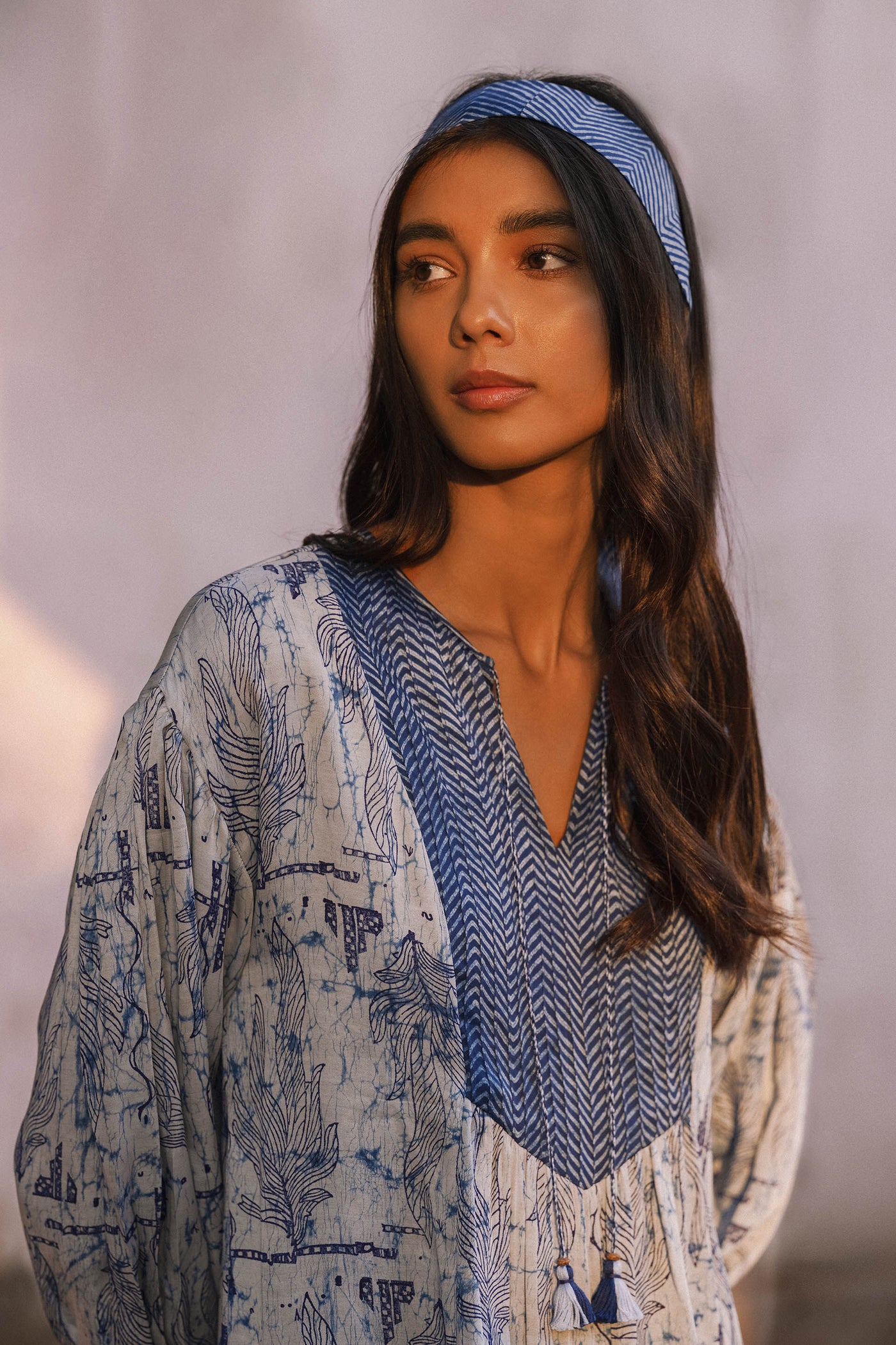 Anita Dongre Kohinoor Tiered Dress Indigo indian designer wear online shopping melange singapore