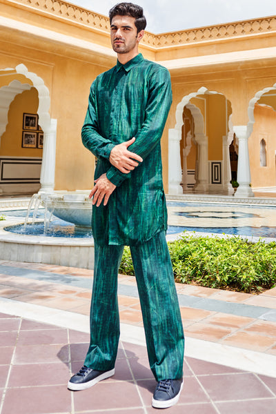 Anita Dongre Menswear Krishiv Kurta Green Indian designer wear online shopping melange singapore