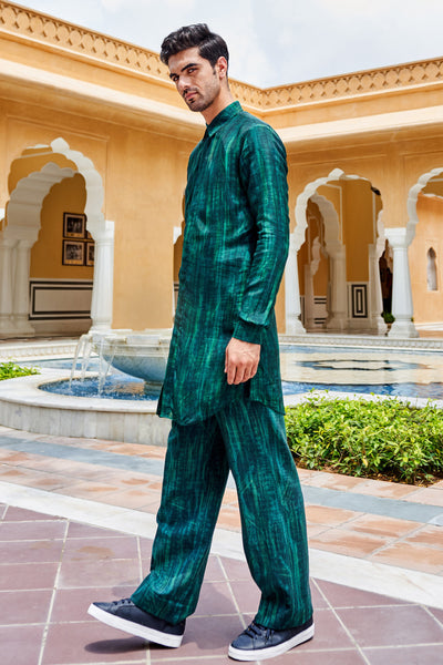 Anita Dongre Menswear Krishiv Kurta Green Indian designer wear online shopping melange singapore