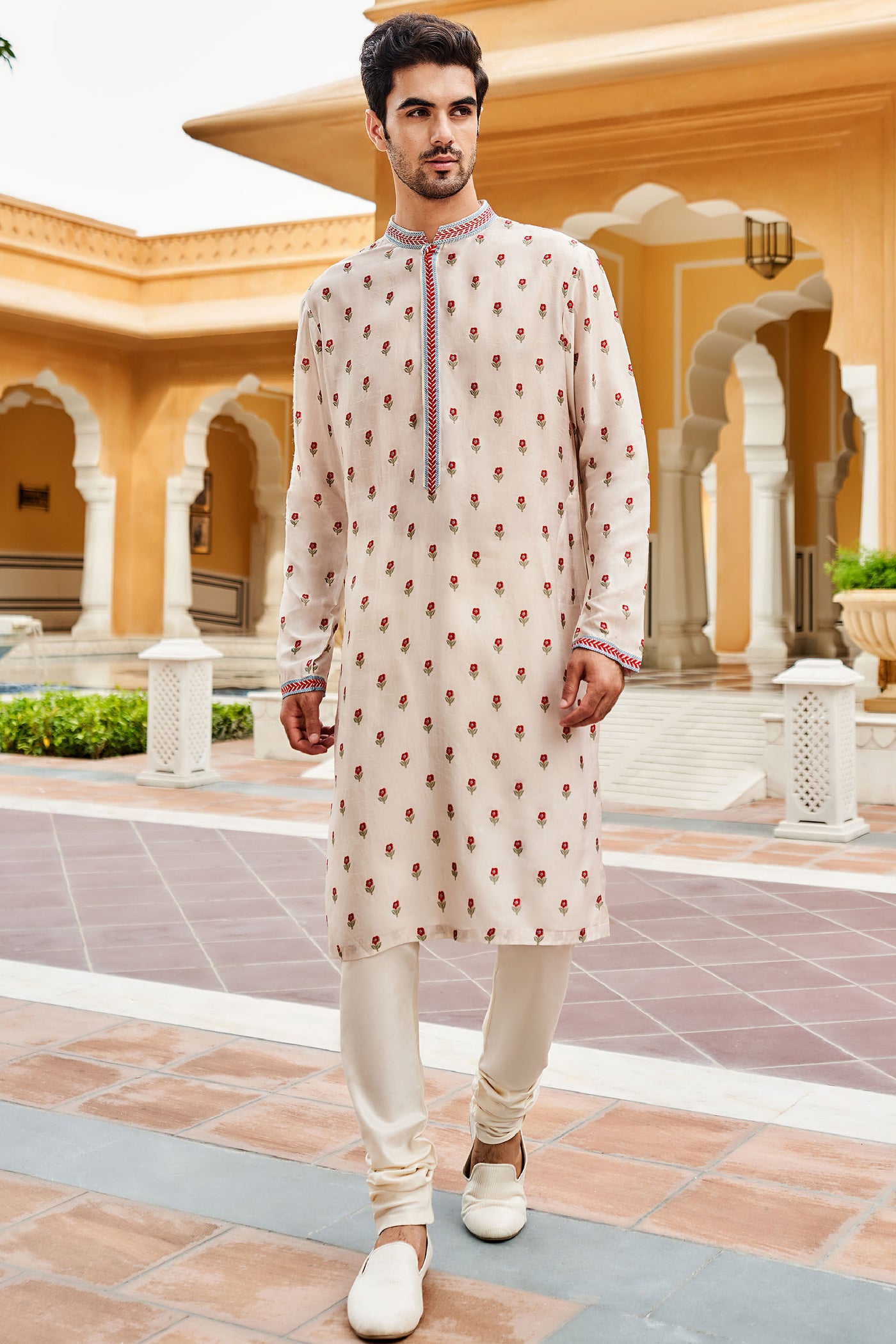 Anita Dongre Menswear Kushagra Kurta Ivory Indian designer wear online shopping melange singapore