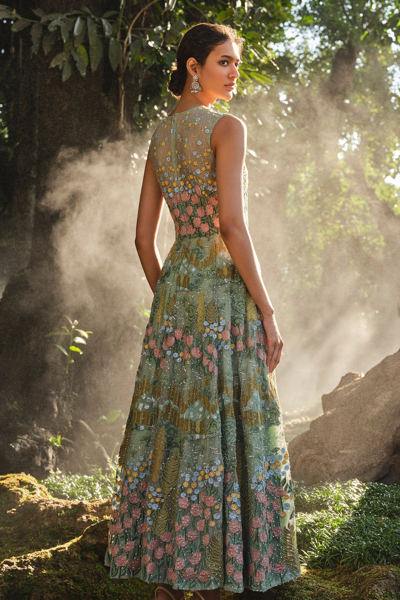 Anita Dongre Lakeforest Embroidered Dress Sage indian designer wear online shopping melange singapore