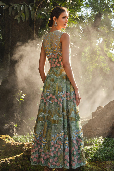 Anita Dongre Lakeforest Embroidered Dress Sage indian designer wear online shopping melange singapore
