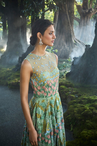 Anita Dongre Lakeforest Embroidered Dress Sage indian designer wear online shopping melange singapore