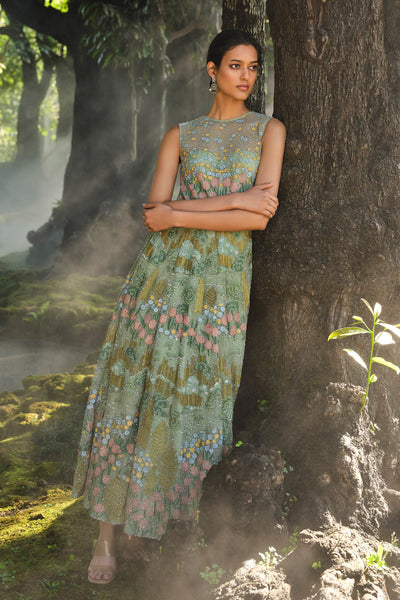 Anita Dongre Lakeforest Embroidered Dress Sage indian designer wear online shopping melange singapore