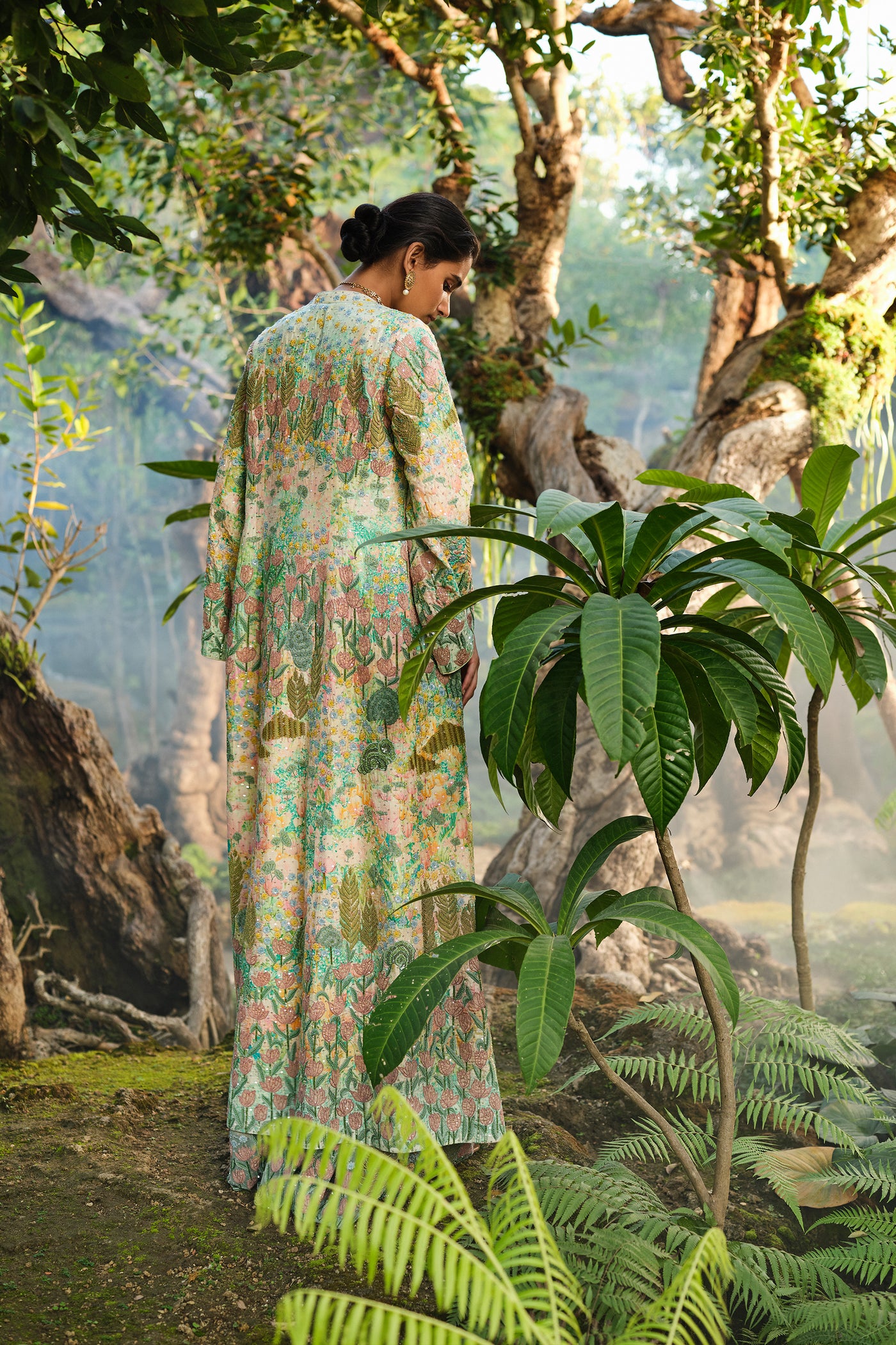 Anita Dongre Lakeforest Embroidered Jacket Set Sage indian designer wear online shopping melange singapore