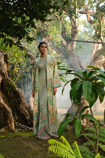 Anita Dongre Lakeforest Embroidered Jacket Set Sage indian designer wear online shopping melange singapore
