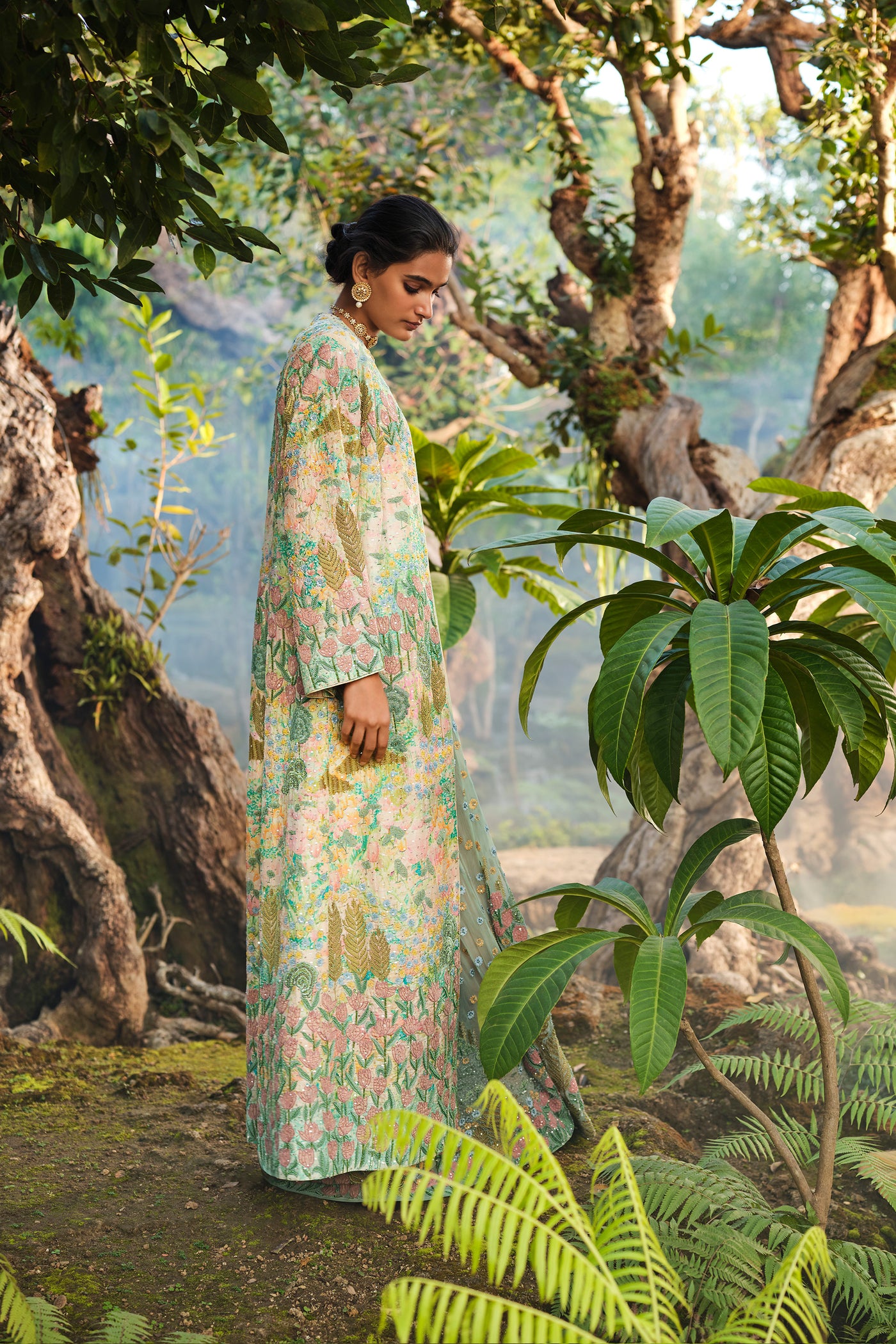 Anita Dongre Lakeforest Embroidered Jacket Set Sage indian designer wear online shopping melange singapore