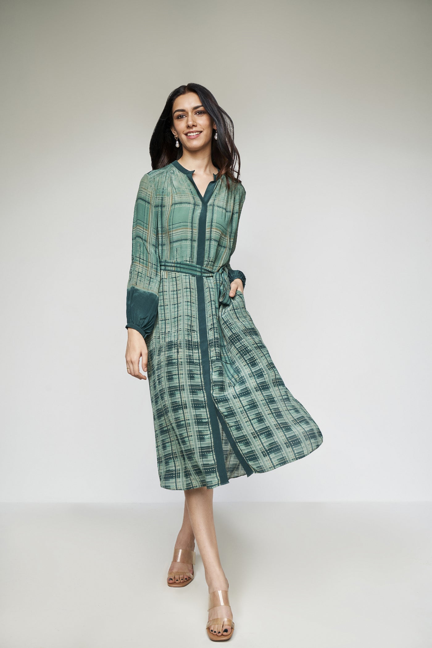 Anita Dongre Lara Dress Green indian designer wear online shopping melange singapore