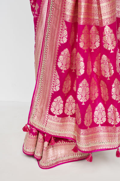 Anita Dongre Lavanya Benarasi Saree Hot Pink indian designer wear online shopping melange singapore