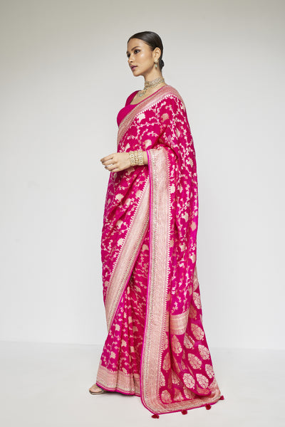 Anita Dongre Lavanya Benarasi Saree Hot Pink indian designer wear online shopping melange singapore