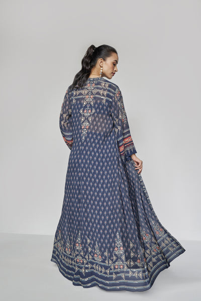 Anita Dongre Leandra Jacket Set Blue indian designer wear online shopping melange singapore