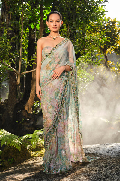 Anita Dongre Levana Sequin Saree Powder Blue indian designer wear online shopping melange singapore