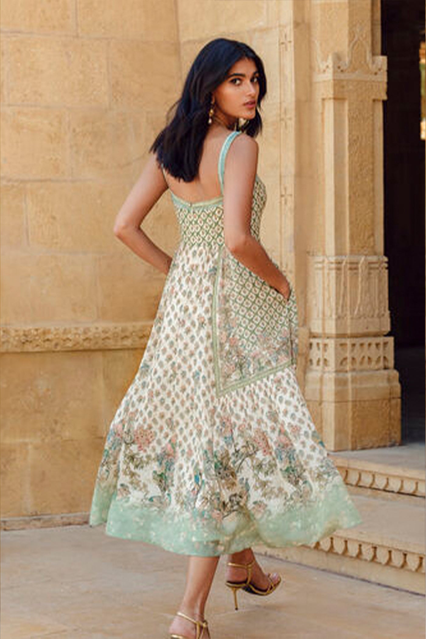 Anita Dongre Loraina Dress Sage indian designer wear online shopping melange singapore