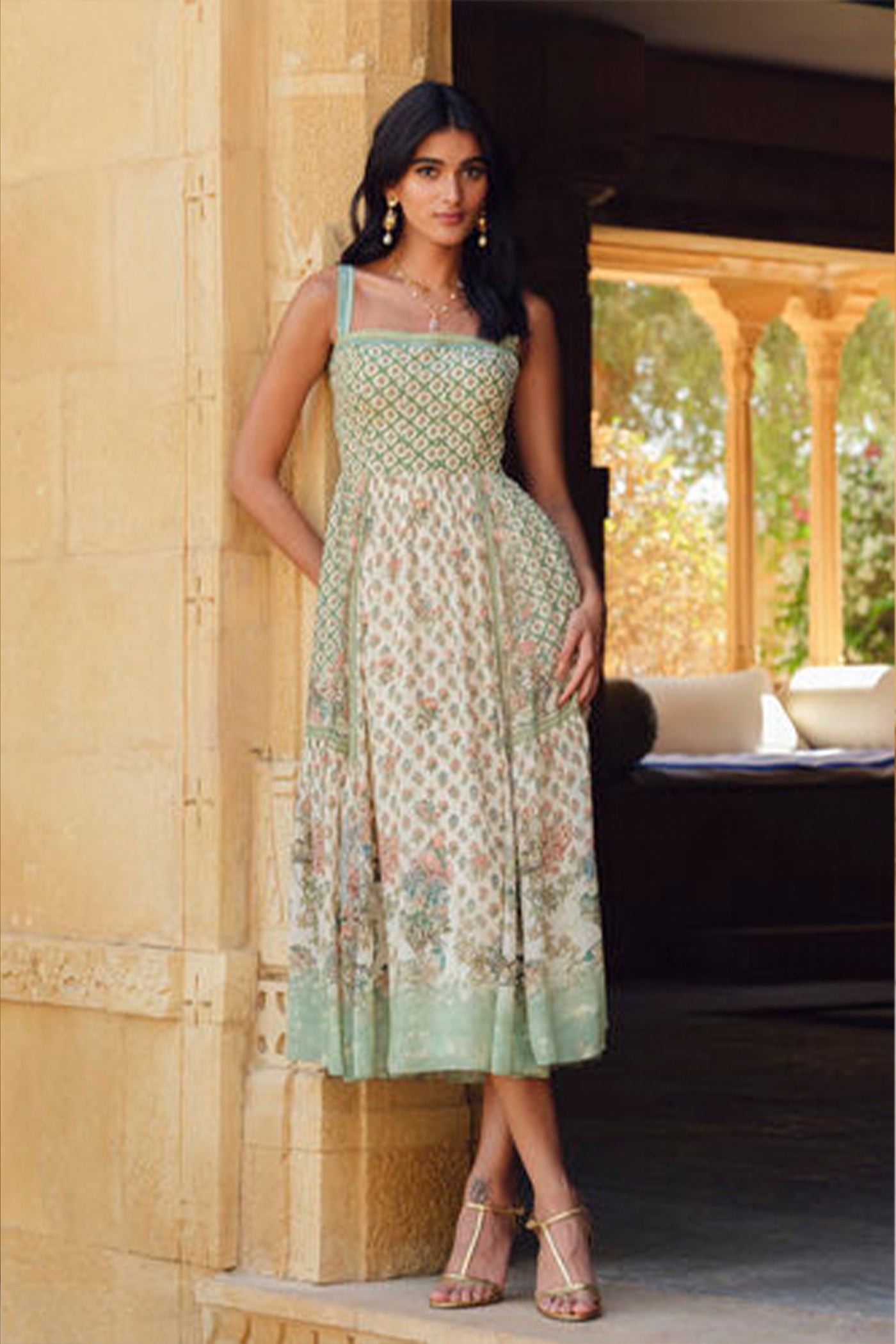 Anita Dongre Loraina Dress Sage indian designer wear online shopping melange singapore