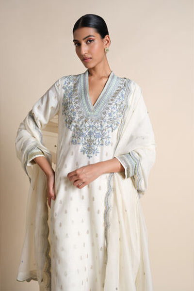 Anita Dongre Luscinia Embroidered Suit Set Ivory indian designer wear online shopping melange singapore