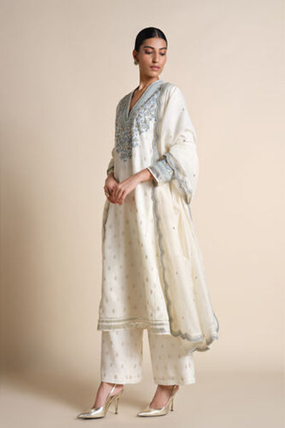 Anita Dongre Luscinia Embroidered Suit Set Ivory indian designer wear online shopping melange singapore