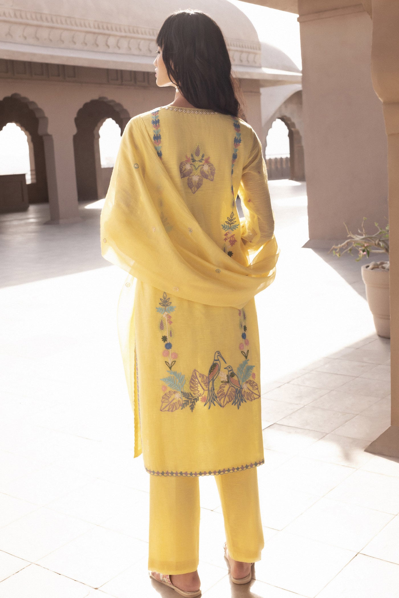 Anita Dongre Lyssa Kurta Set Yellow Indian designer wear online shopping melange singapore